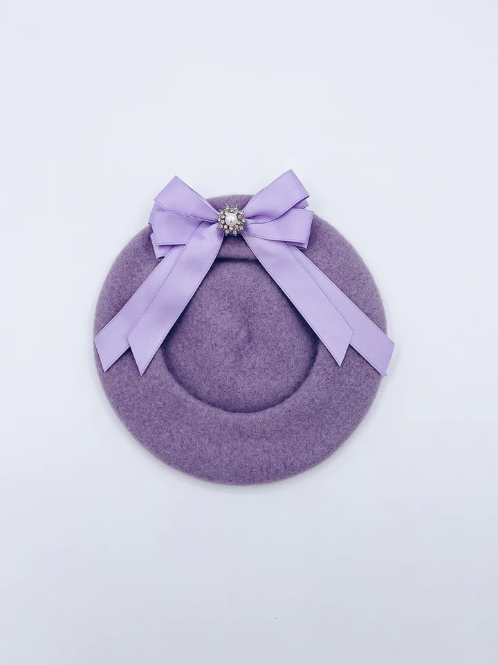 Kids Beret with bow-Purple