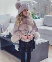 Load image into Gallery viewer, MI LOVES SIGNATURE Fox fur trim cape in Cappuccino
