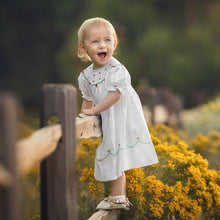 Load image into Gallery viewer, Short Sleeve Holiday Pearl Flower Bishop Dress
