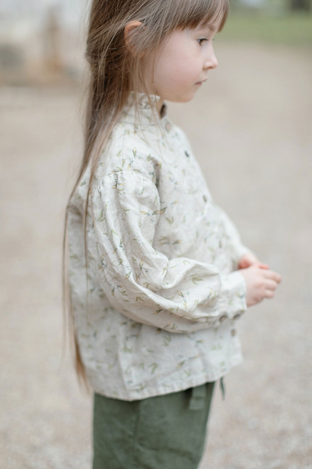 Floral Linen Blouse Giulia for Girls